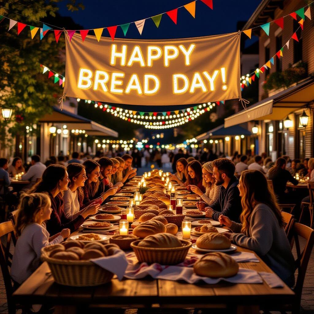 Happy Bread Day Celebration in Bustling Town Square