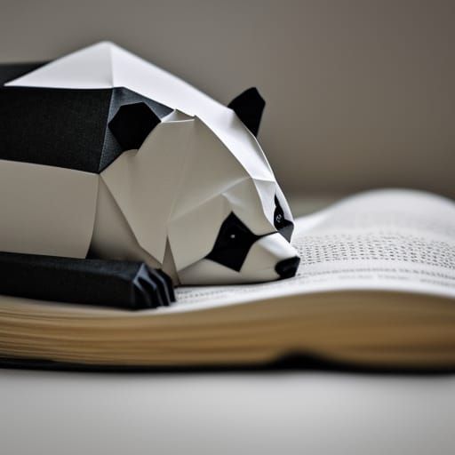 Panda Reads Book: Origami Papercraft in Soft Focus