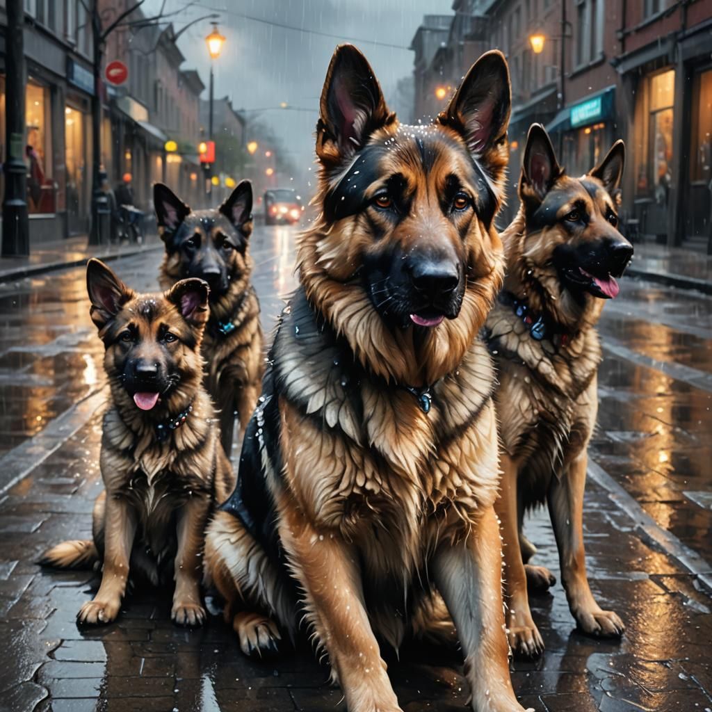 a beautiful but ghostly german shepard dog looking after her...