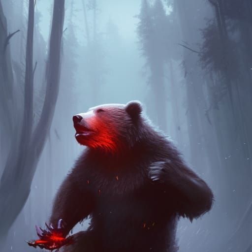 King Bear Playing Card in Dark Fantasy Style