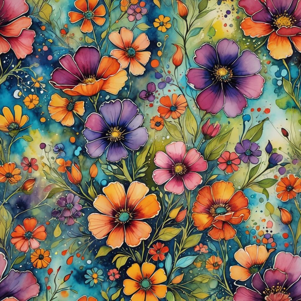 Groovy 60s Flower Pattern