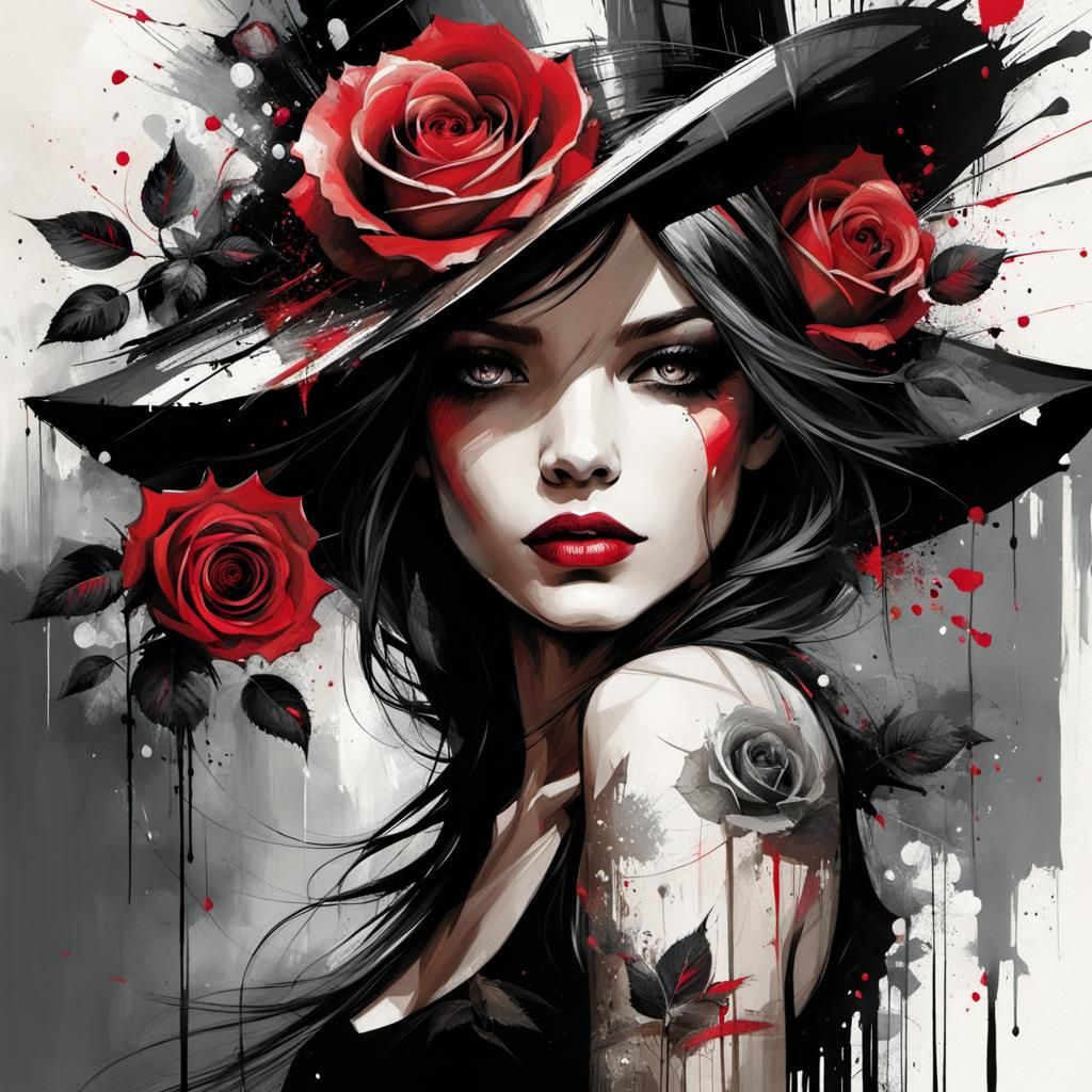 Dynamic Whimsical Rose in Modern Surrealist Style