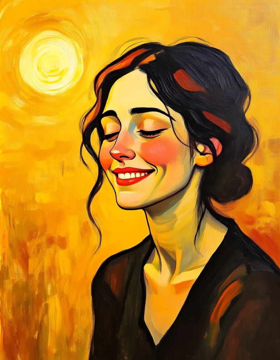 Contemplative Woman in Neo-Impressionist Expressionist Style