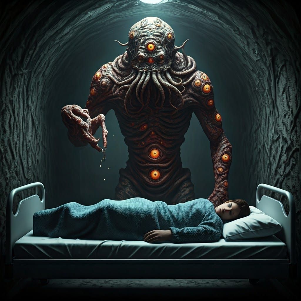 Nightmarish Azathoth Hybrid in Hyperrealistic Photograph