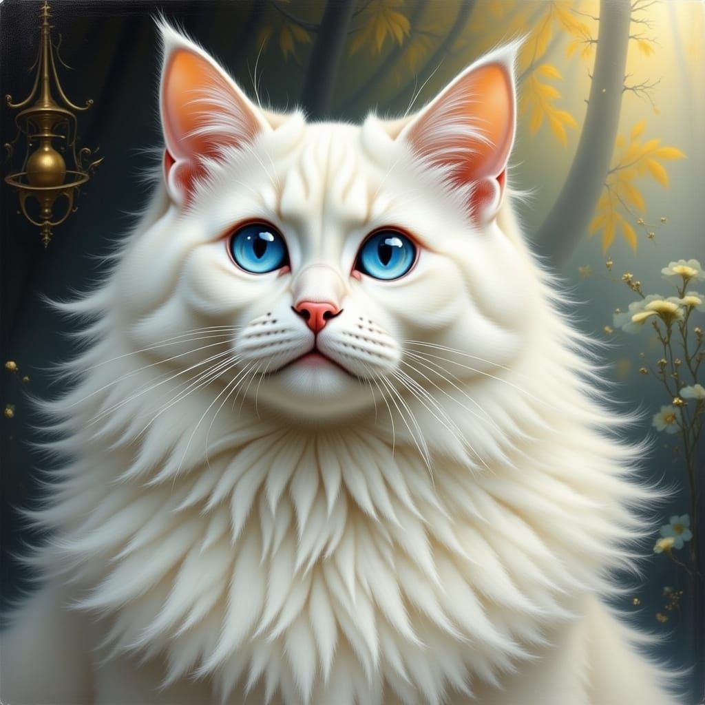 White Cat with Piercing Blue Eyes