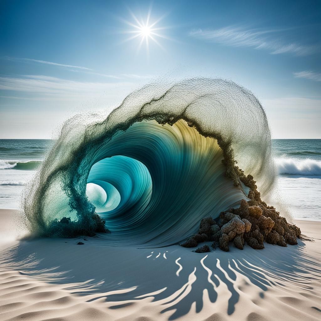 Seashore Gouache Painting in Impressionist Style