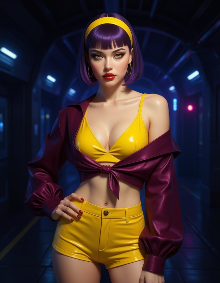 Whimsical Dark Fantasy Woman in Latex and Blouse