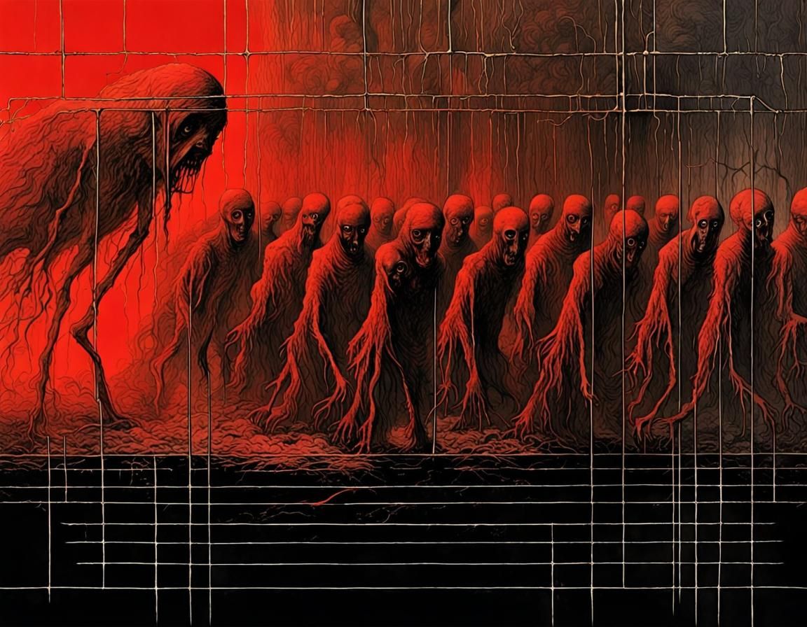 Sinister Macabre Horror Landscape in Pen and Ink