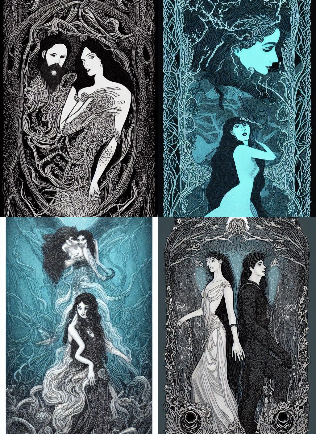 Ethereal Persephone and Hades Screen Print Poster