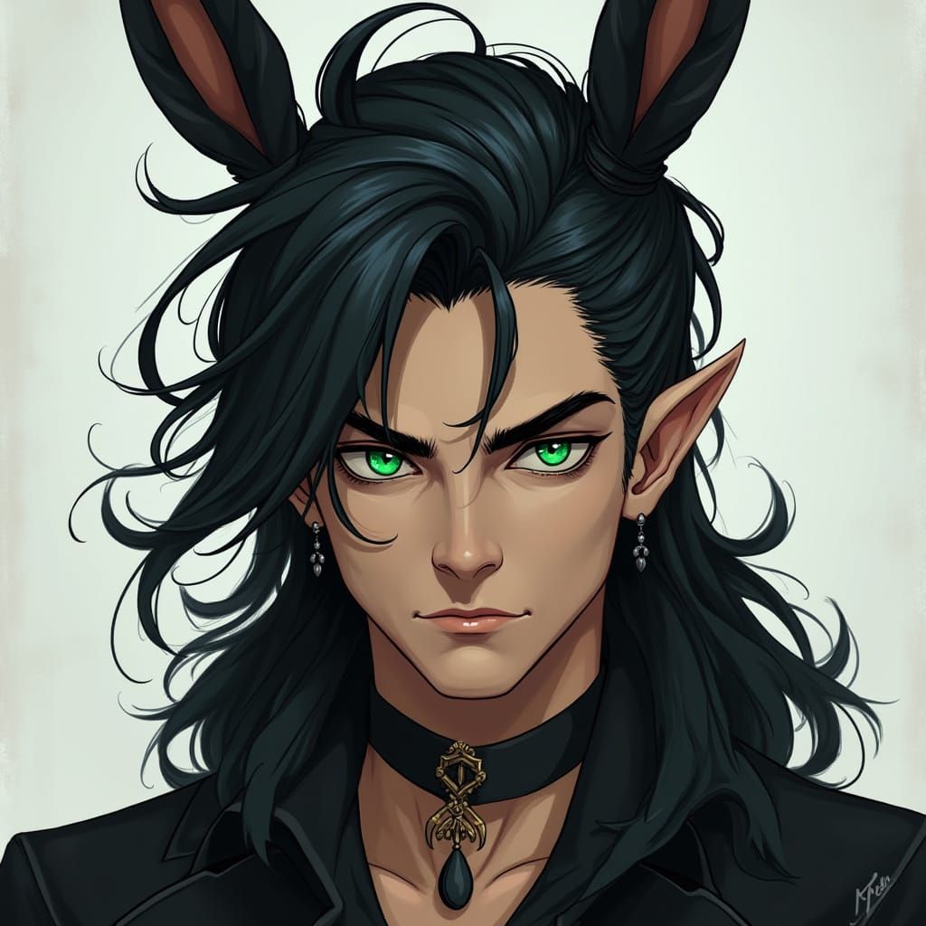 Handsome Half-Elf Shadow Monk in Mystical Realism Style