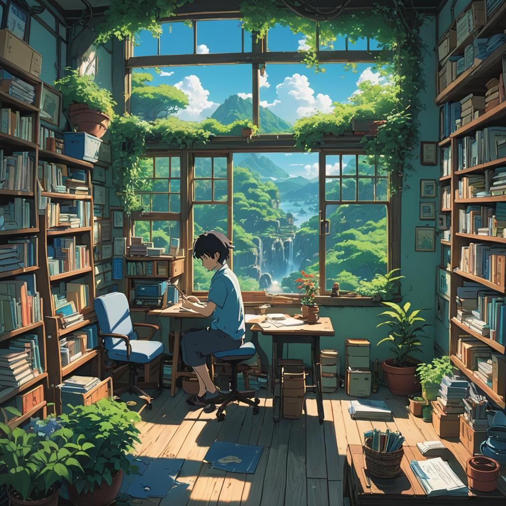 Ghibli-Style Anime Writer on Vacation
