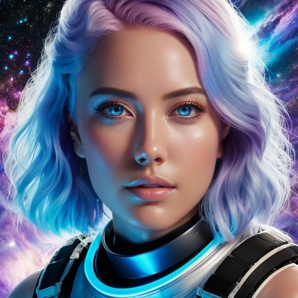 Astronaut Portrait Amidst Swirling Galaxies, Concept Art