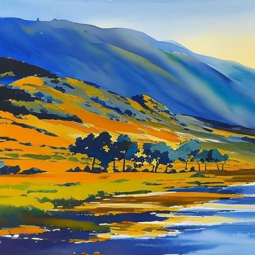 Dishabille Figure in Gouache Style Watercolor Painting