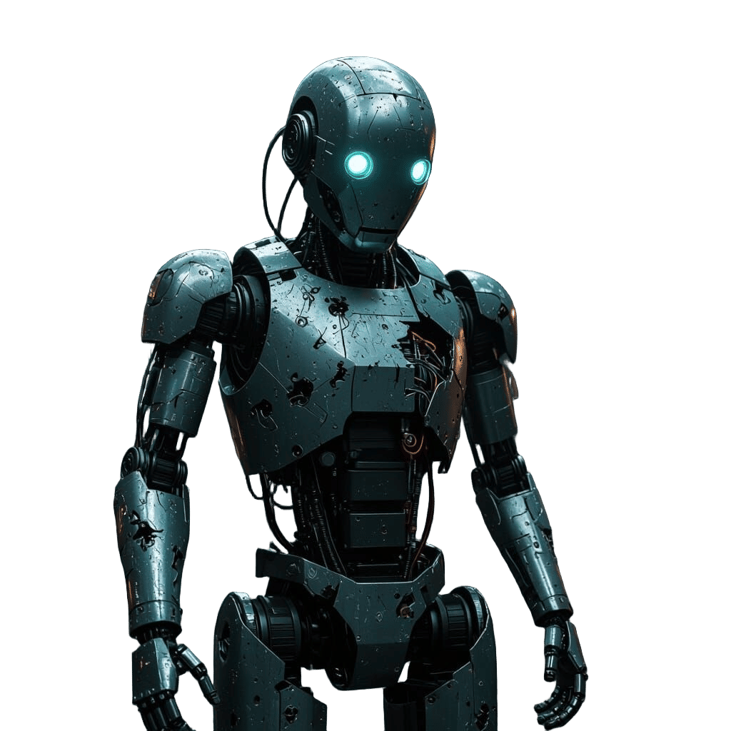 Scratched and Broken Android Robot