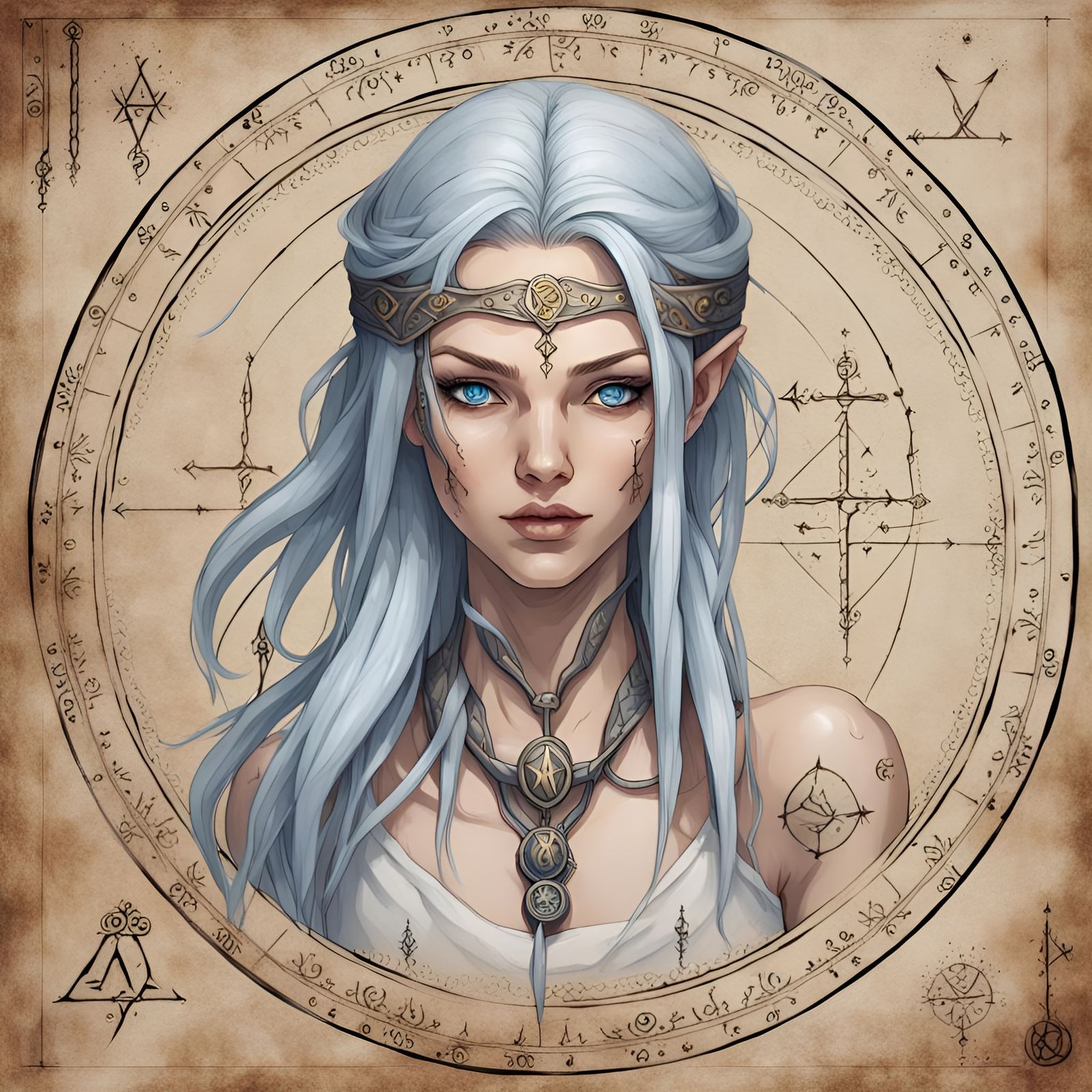 Alchemist Witch Concept Art on Parchment