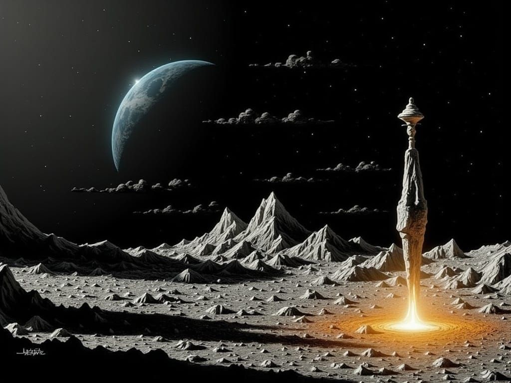 Moon Landscape in Surreal Sci-Fi Style