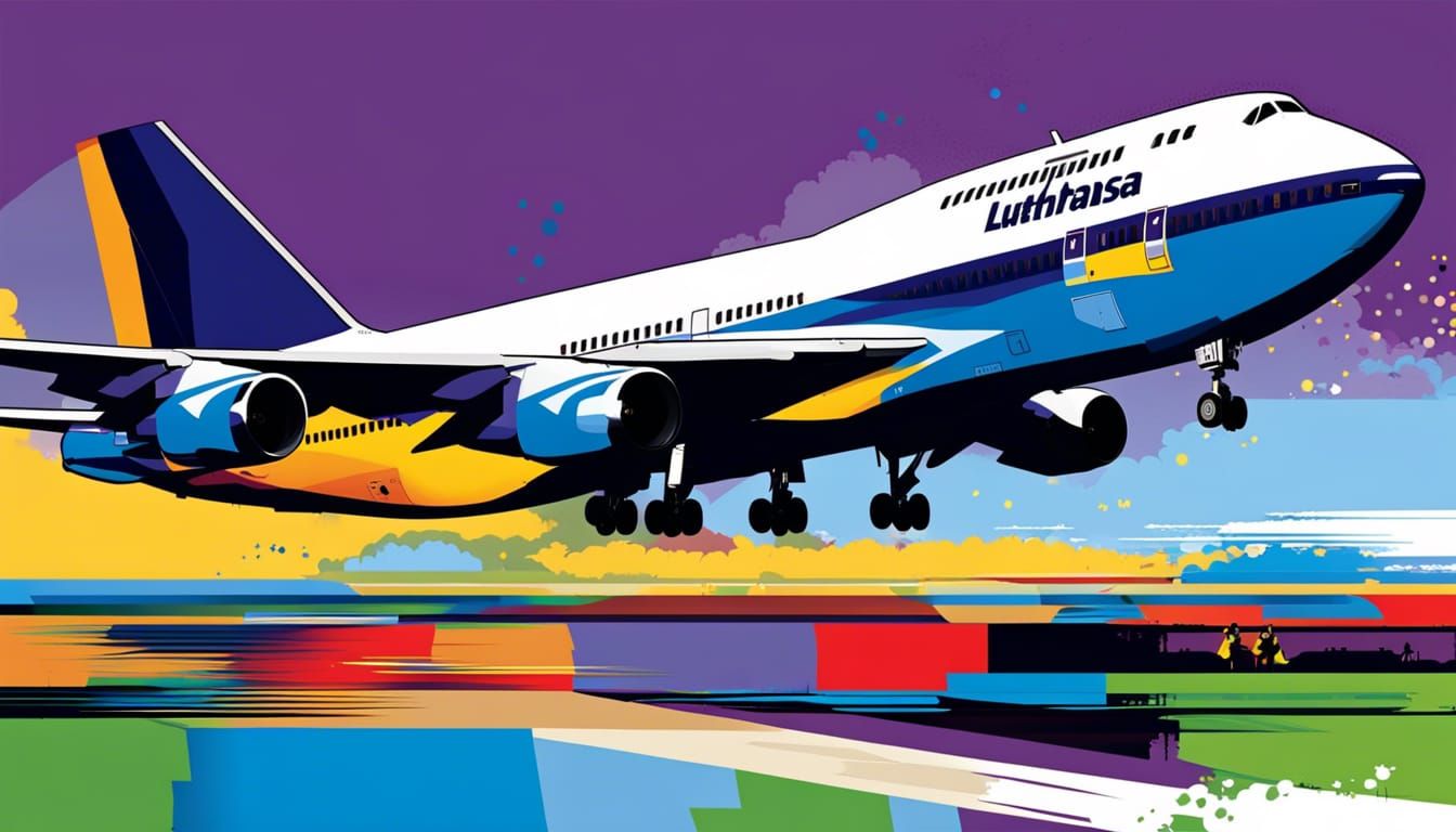 Lufthansa 747 Takes Flight in Comic Pop Art