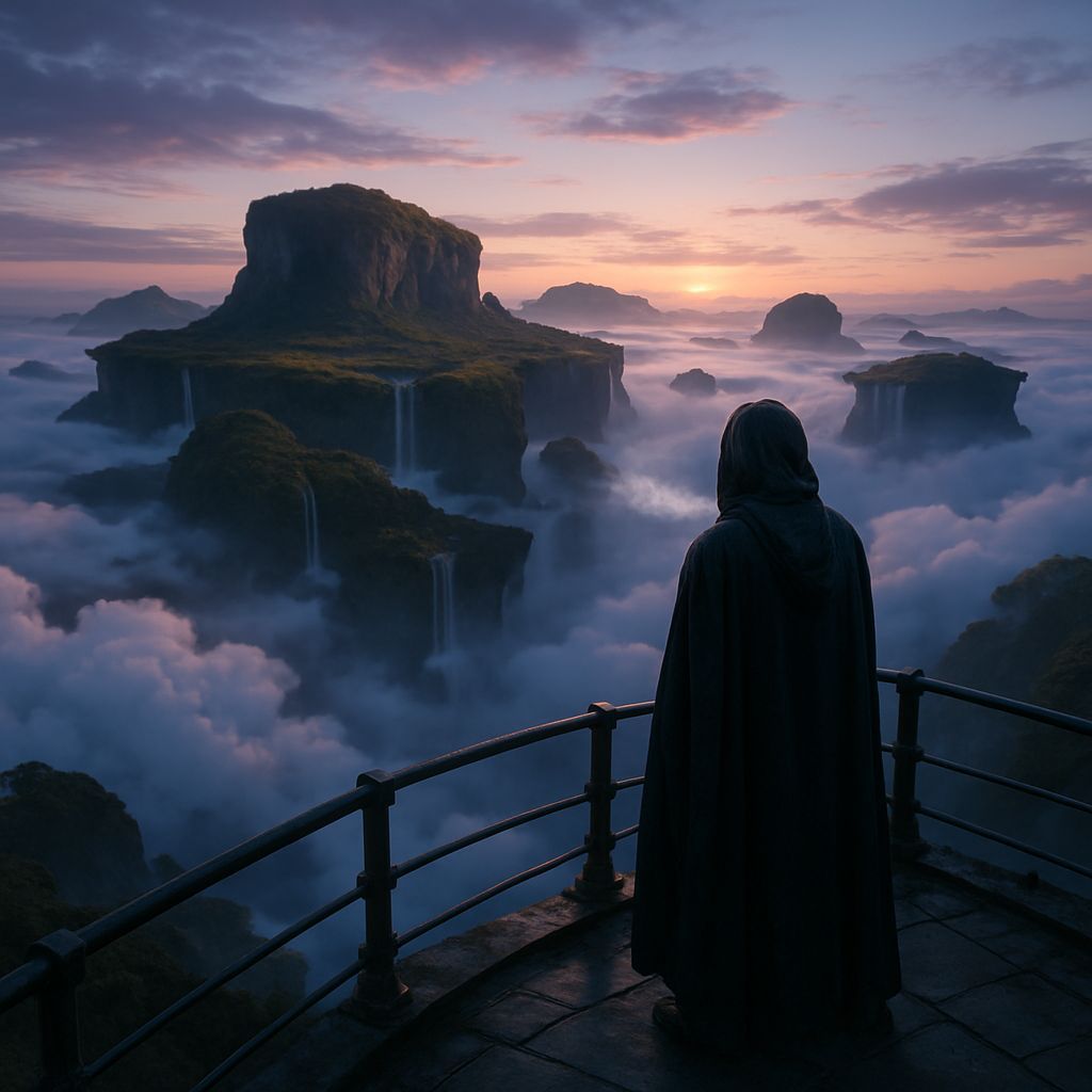 Breathtaking View of Floating Islands in Twilight