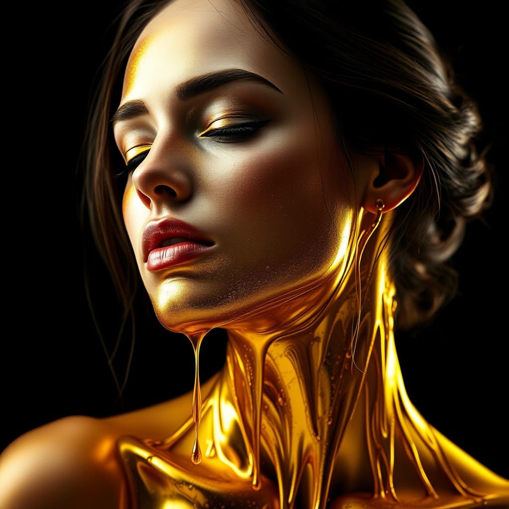 Ethereal Portrait of a Woman in Gold