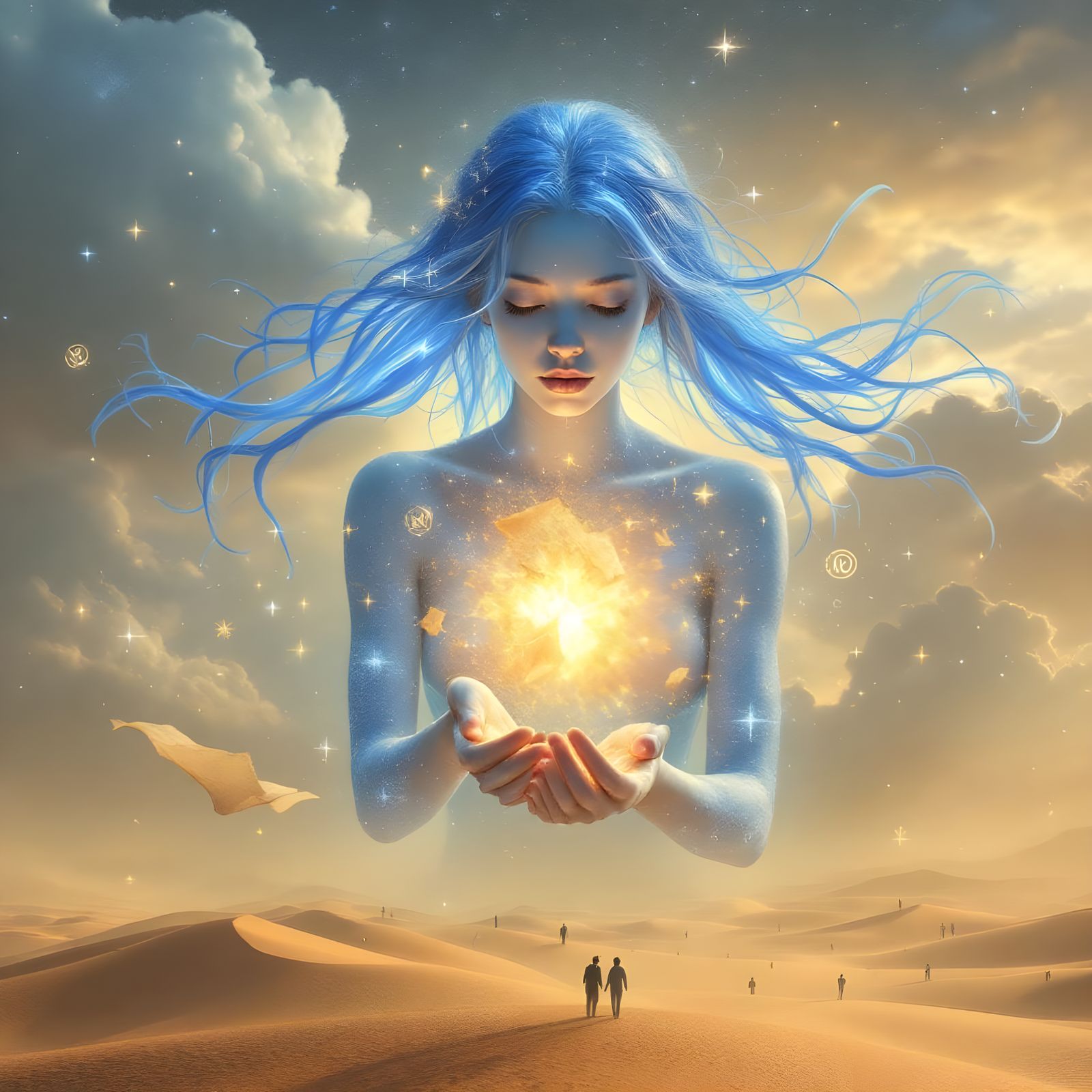 A surreal and poetic album cover in cinematic style. A lumin...