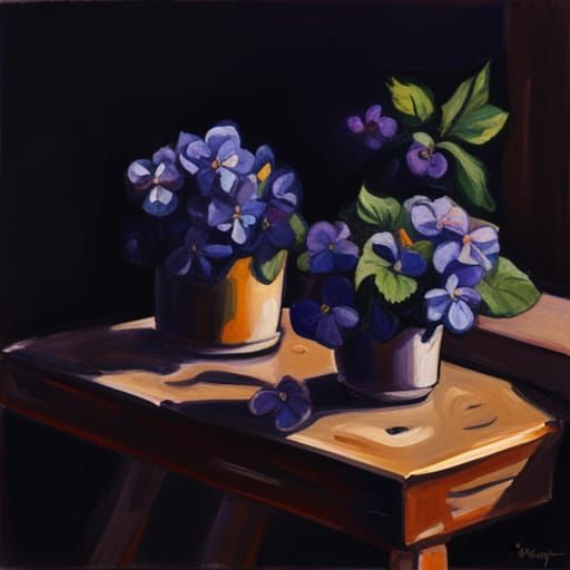 Violets from Plug Street Wood: Gouache Watercolor Impression