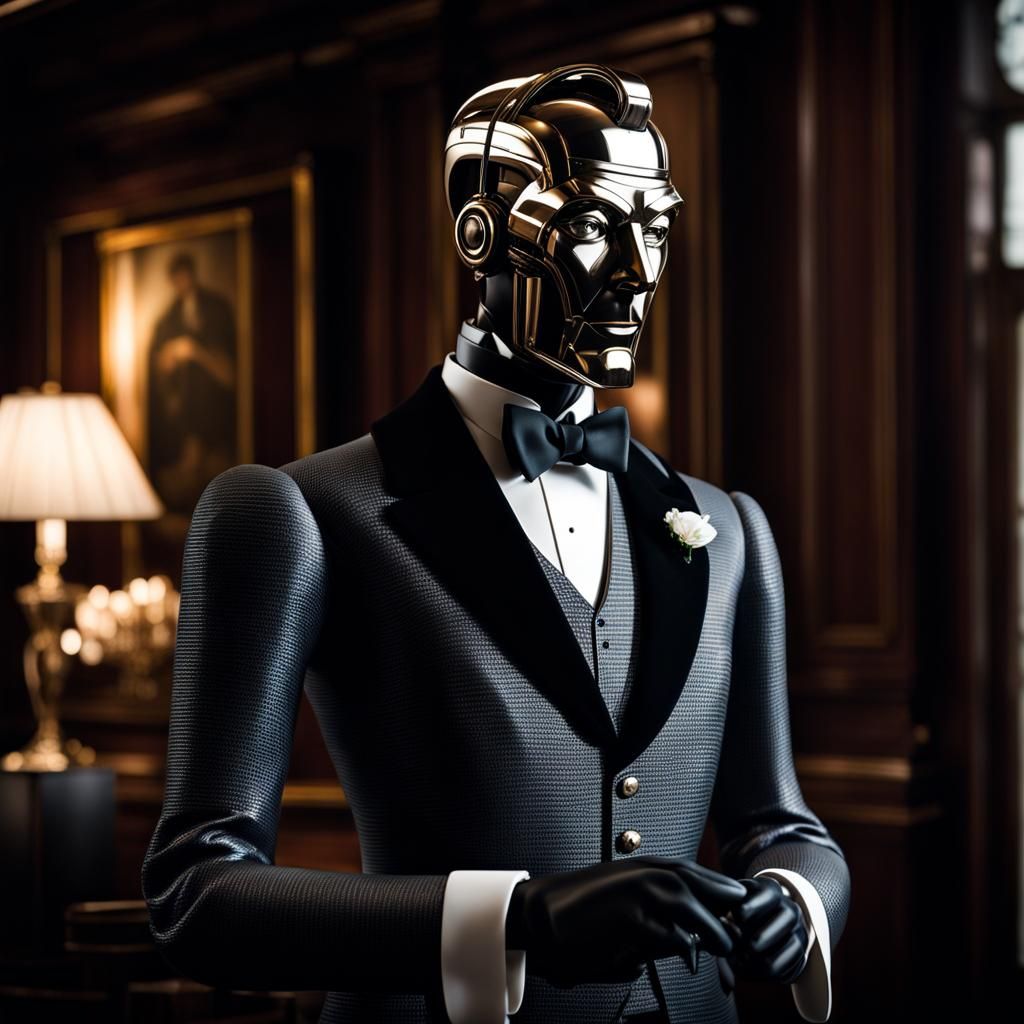 Hyperrealistic Robot Butler Alfred Pennyworth