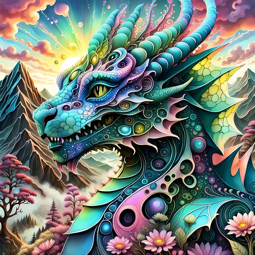 Adorable Baby Dragon in a Sunset Wonderland