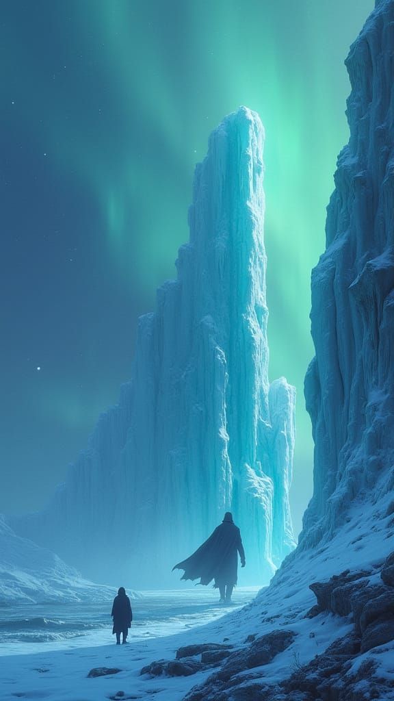 Stone Guardian Awakens Beneath Northern Lights in Majestic S...