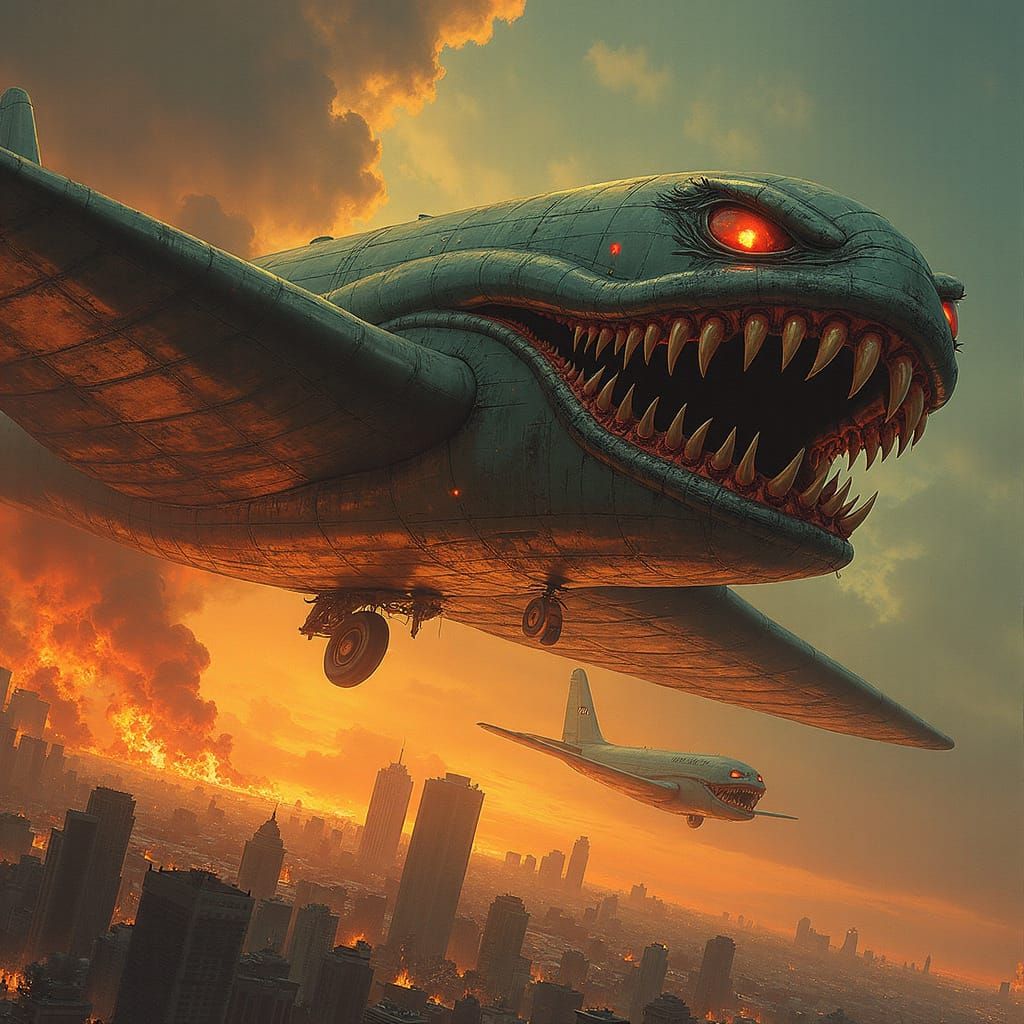 Dystopian Flying Monster Dominates Darkened Skies