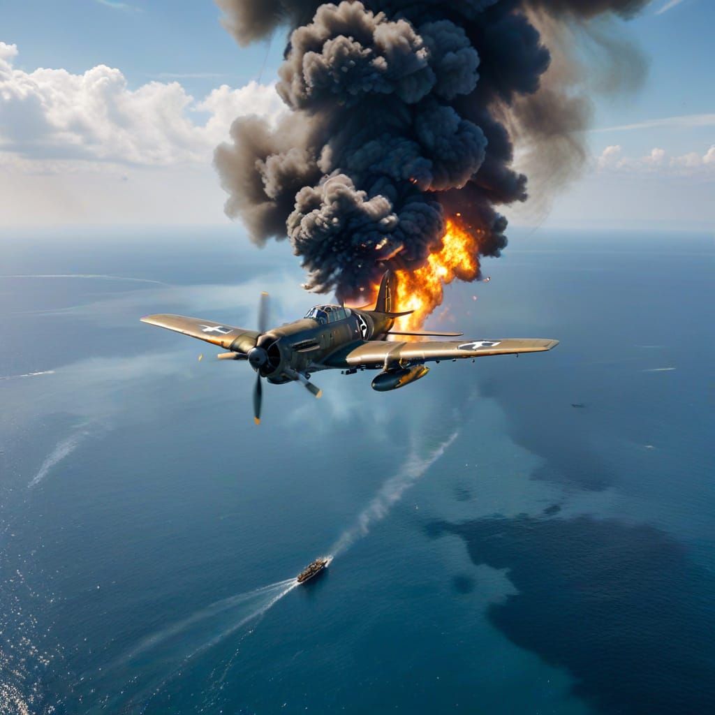 WWII Fighter Plane Crashes into Ocean in a Blaze of Glory