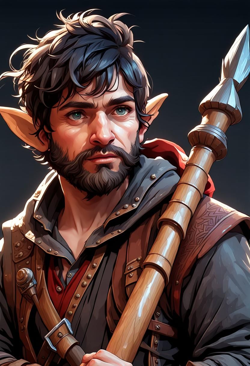Halfling Adventurer Portrait in Hyperdetailed Digital Art