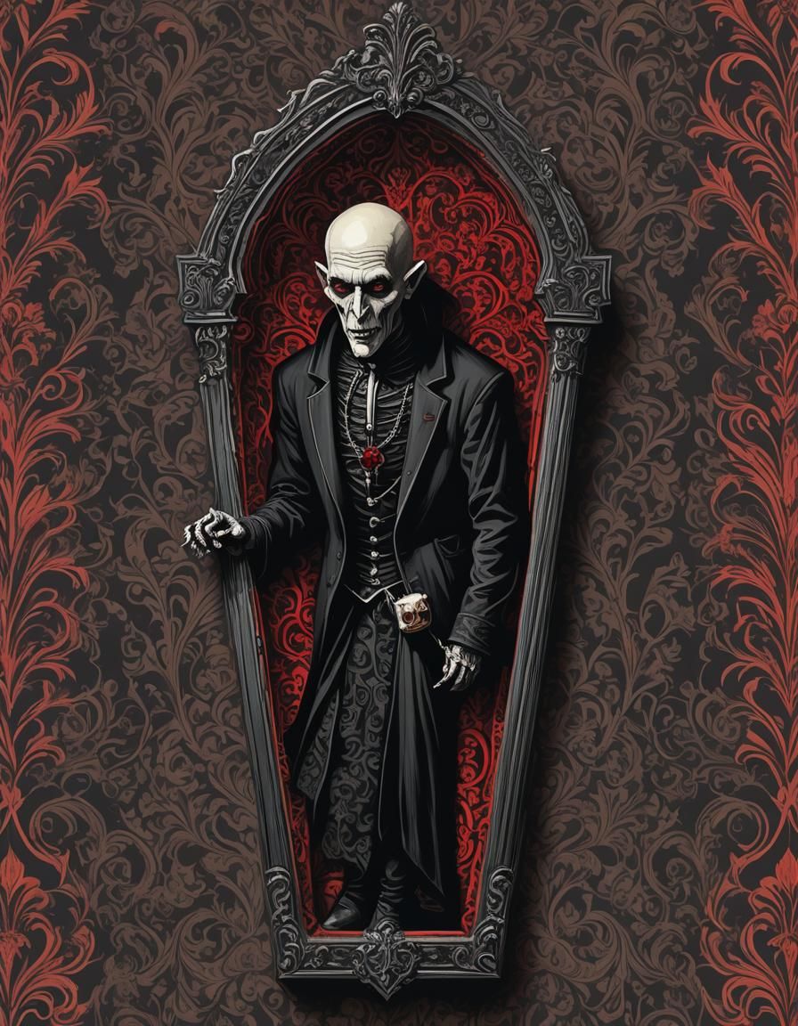 Gothic Coffin in Dark Victorian Horror Style