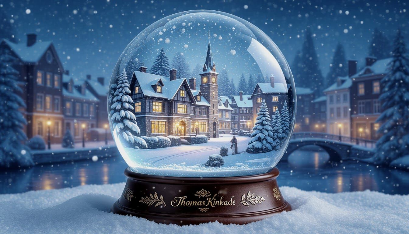 Holographic Winter City Snow Globe in Heritage Style
