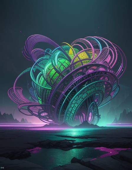 Surreal Infinity Design in Vibrant Purple and Green