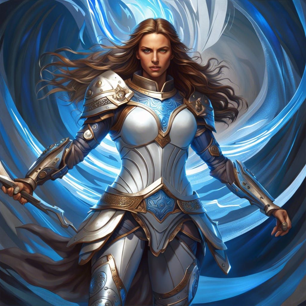 Female Warrior in Silver Armor: Fantasy Concept Art