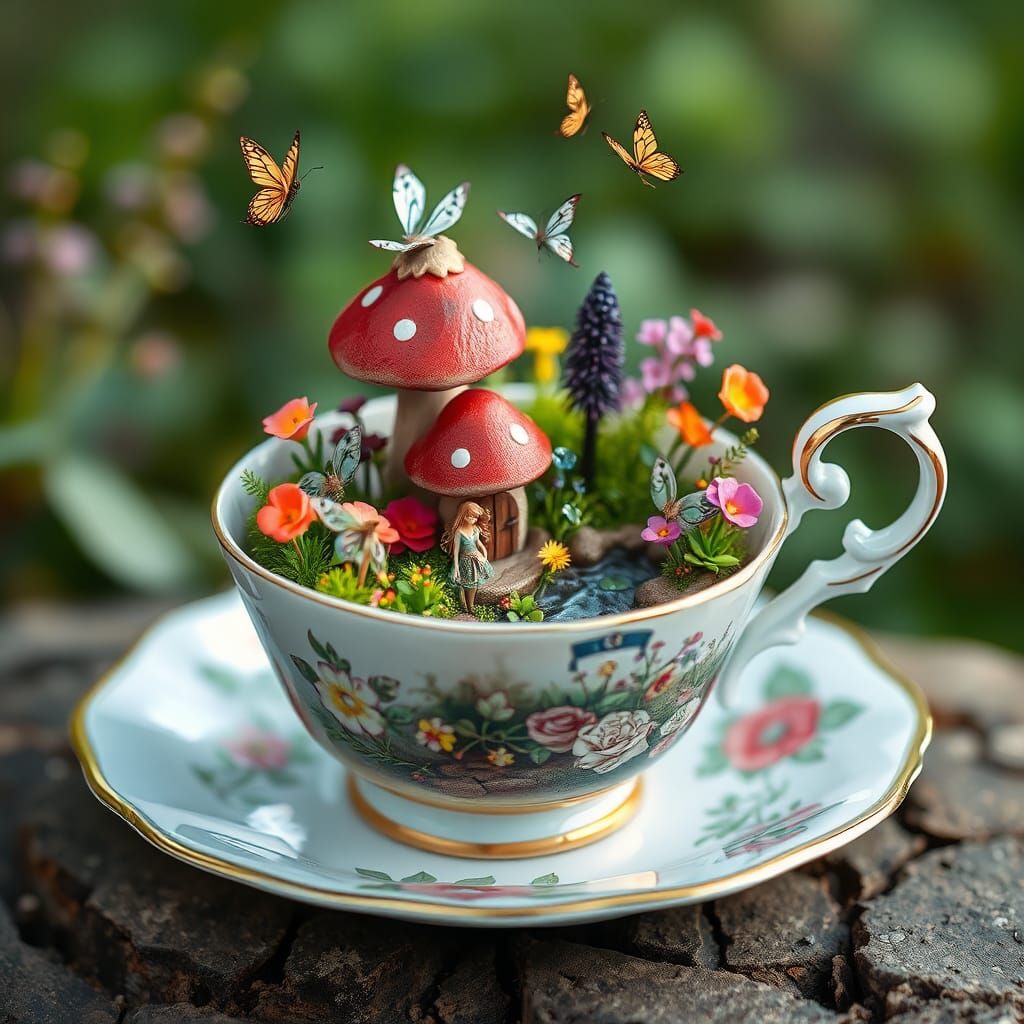 Enchanting Fairy World Inside a Teacup