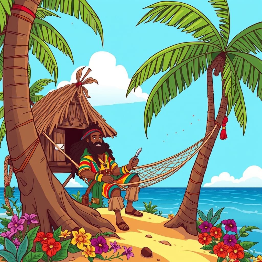 Rastaman Builds Tropical Tree Hut with Guidance from Robinso...