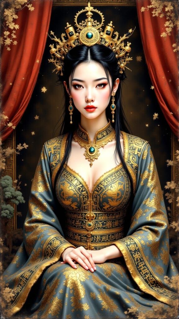 Regal Tang Dynasty Empress in Elegant Repose
