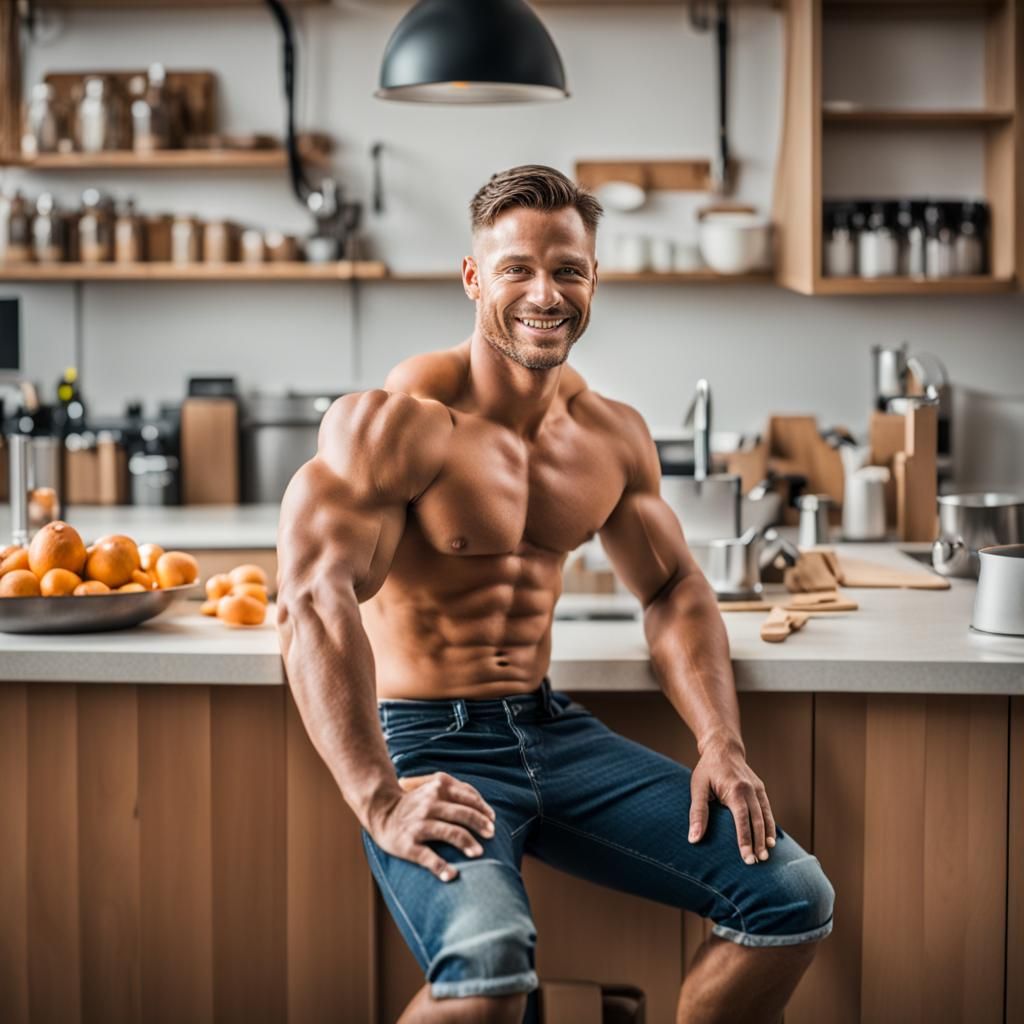 Smiling Muscular Man Portrait in Natural Lighting
