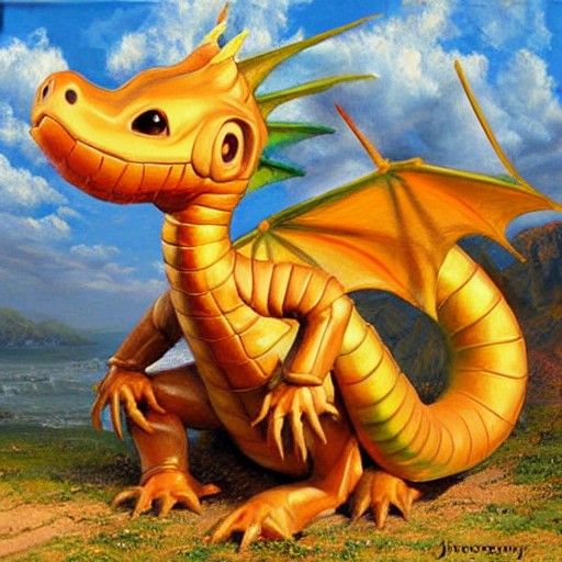 Dragonite in Oil Painting Style