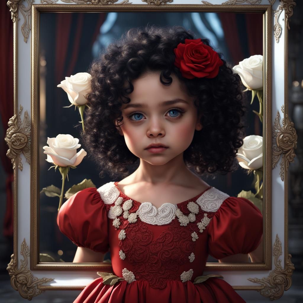 Baby Girl with Rose: Detailed Fantasy Art