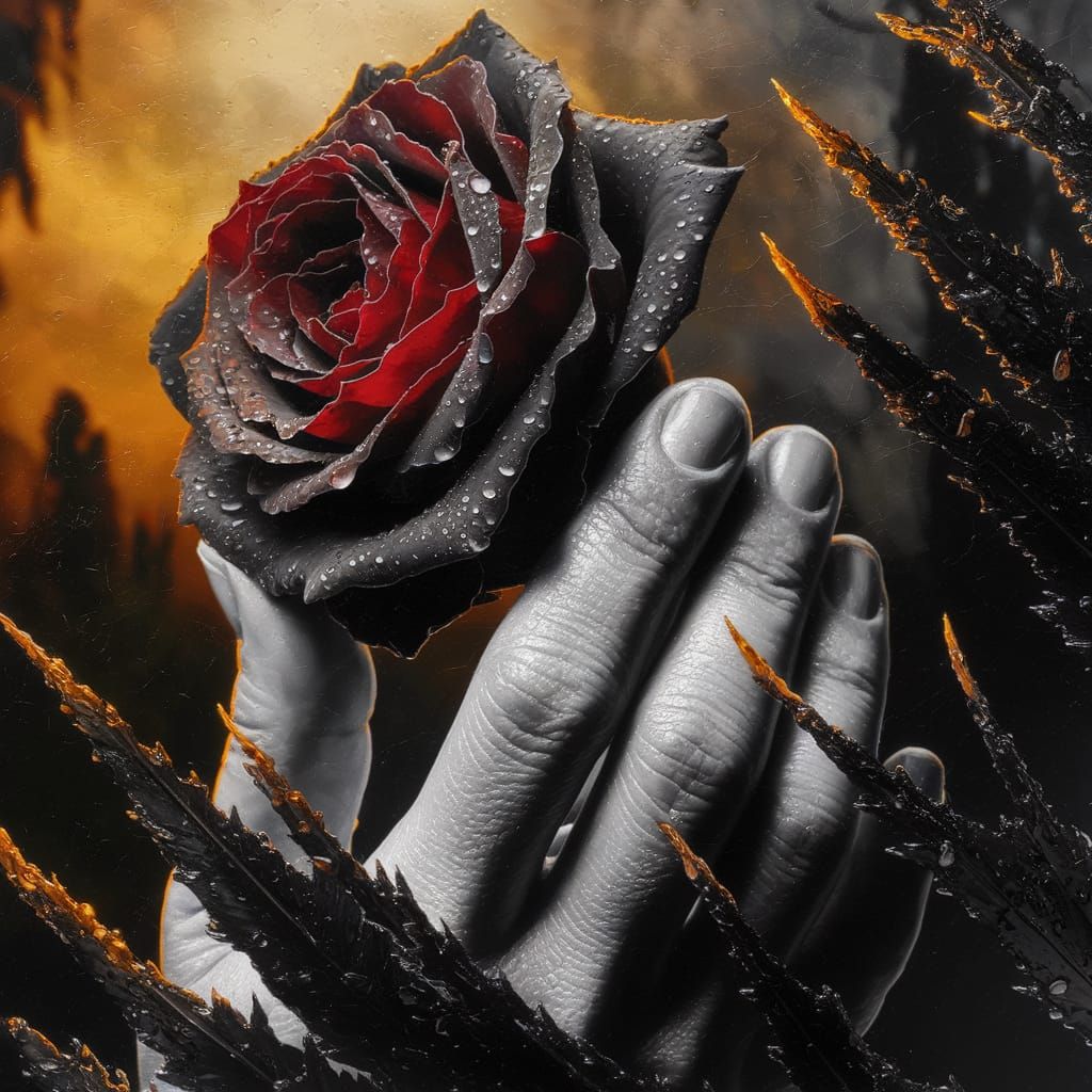 Monochromatic Masterpiece: Dark Red Rose in Epic Outdoor Set...