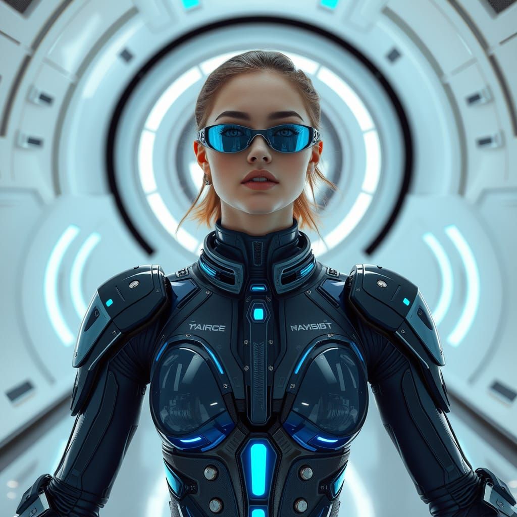 Futuristic Princess Meditates in Cyberpunk Style