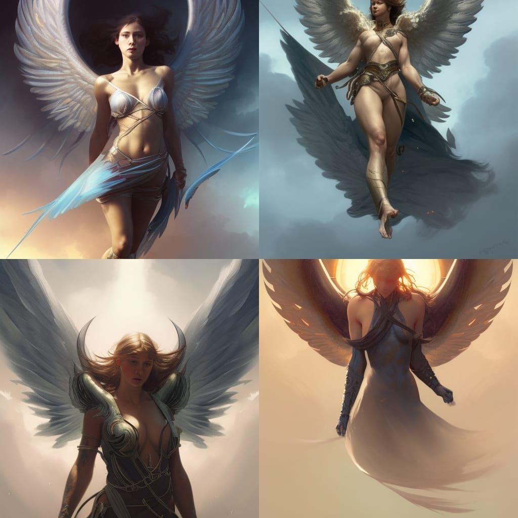 Warrior Angel Descending, Hyperdetailed Concept Art