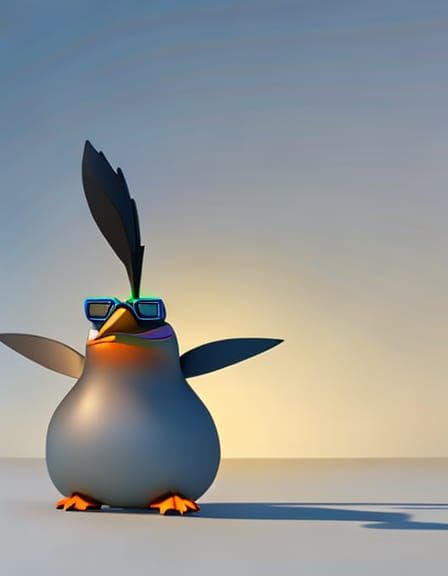 Cool Penguin with Sunglasses in Pixar Style