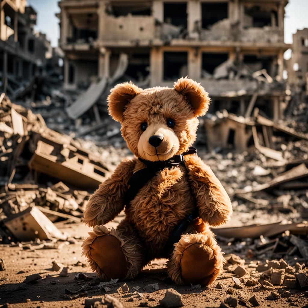 Teddy Bear in Gaza Amidst Destruction
