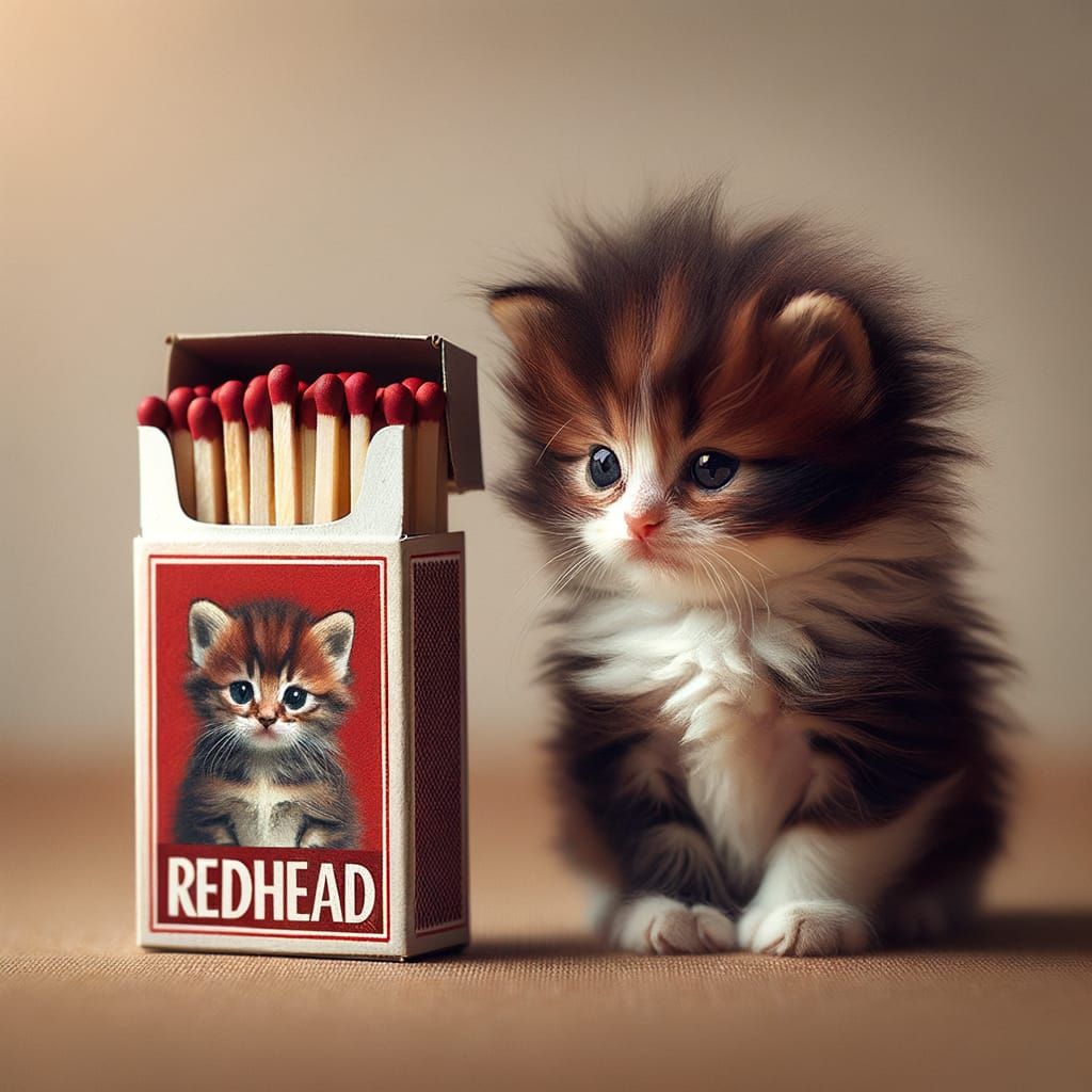 Small Kitten Next to a Matchbox