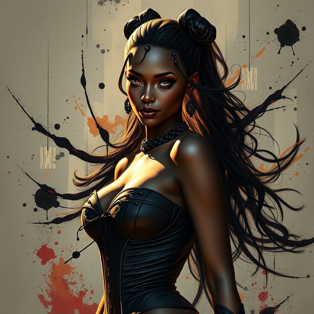 Goth Android Goddess with Glowing Skin