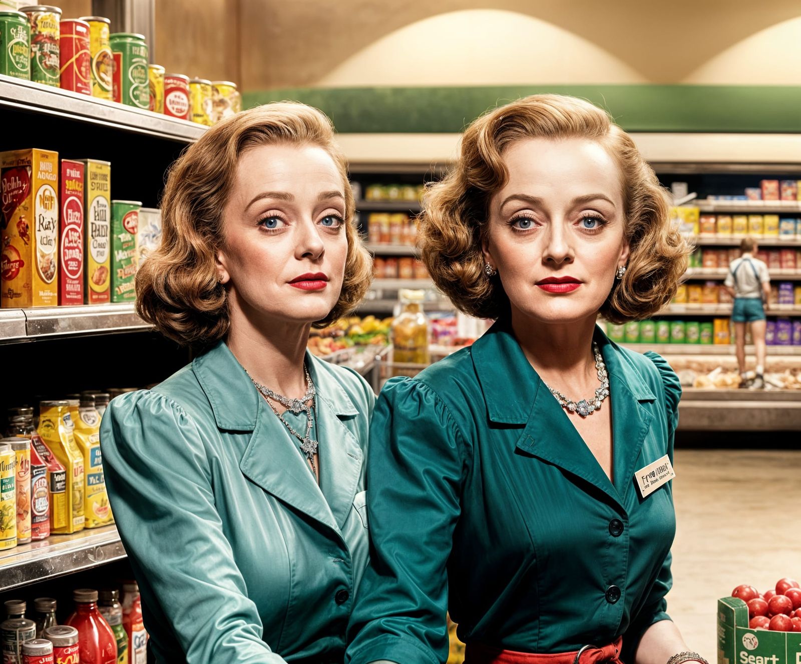 Bette Davis and Joan Crawford at Supermarket Checkout