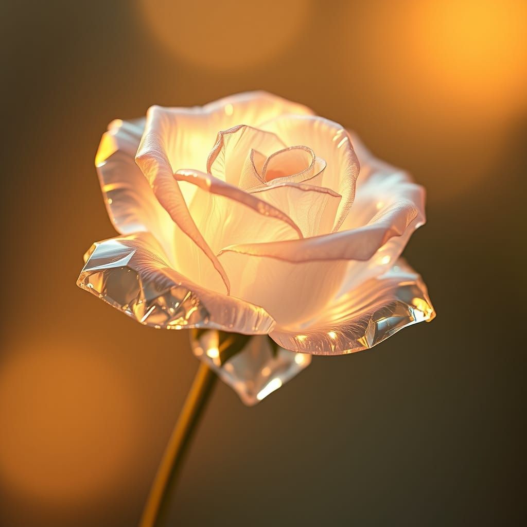 Ethereal Crystal Rose in Golden Light